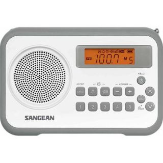 Sangean PR D18 AM/FM Digital Portable Receiver with Alarm Clock, Gray