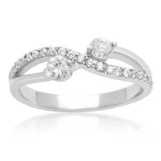 2Be Bonded Together 10k White Gold 3/8ct TDW Two Diamond Plus Ring (I