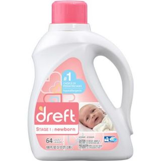 Dreft Stage 1 Newborn Liquid Laundry Detergent, 64 Loads 100 fl oz