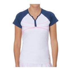 Womens Fila Glow Cap Sleeve Top White/Knockout Pink/Navy Heather