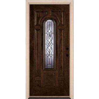 Feather River Doors 37.5 in. x 81.625 in. Lakewood Patina Center Arch Lite Stained Chestnut Mahogany Fiberglass Prehung Front Door E23790