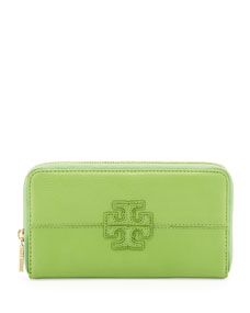Tory Burch Stacked Continental Zip Wallet, Green