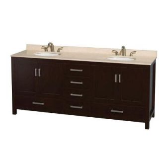 Wyndham Collection Sheffield 80 in. Double Vanity in Espresso with Marble Vanity Top in Ivory WCS141480DESIVUNOMXX