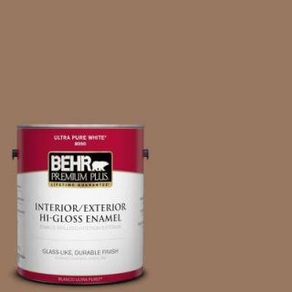BEHR Premium Plus 1 gal. #ECC 40 3 Seasoned Acorn Hi Gloss Enamel Interior/Exterior Paint 830001