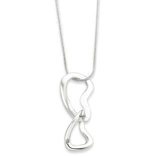 SS White Ice .015ct. Rough Diamond Heart Necklace   18 Inch   Jewelry