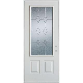 Stanley Doors 36 in. x 80 in. Geometric Zinc 3/4 Lite 2 Panel Prefinished White Left Hand Inswing Steel Prehung Front Door 1102E D 36 L Z