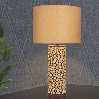 Fangio Lighting Wood 31 H Table Lamp with Drum Shade