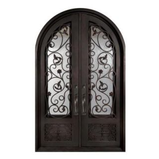 Iron Doors Unlimited 74 in. x 98 in. Fero Fiore Classic 3/4 Lite Painted Oil Rubbed Bronze Decorative Wrought Iron Prehung Front Door IFF7498RRLR