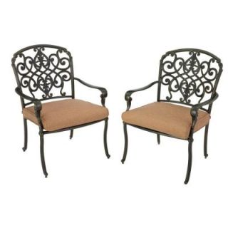 Hampton Bay Edington 2013 Patio Dining Chair with Textured Umber Cushion (2 Pack) DISCONTINUED 131 012 DC2