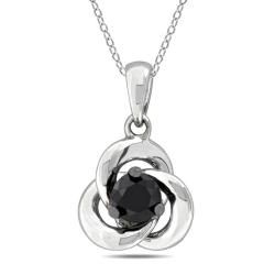 Miadora Sterling Silver 1/2ct TDW Black Diamond Fashion Necklace