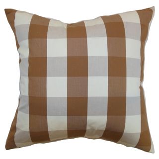 Wilmie Plaid Gray White Feather Filled 18 inch Throw Pillow   16284156