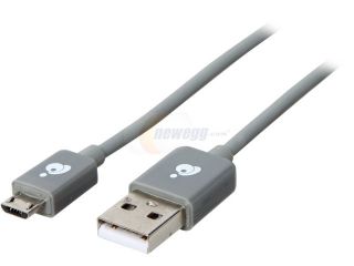 IOGEAR GUMU02 Gray USB Type A to Micro USB Type B Charge & Sync Cable 6.5ft