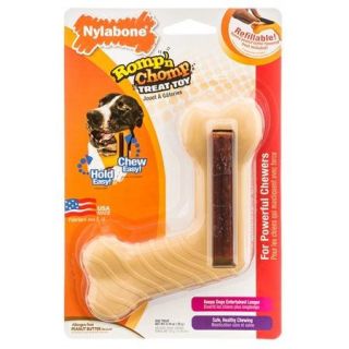 Nylabone Romp N Chomp Arc Bone Dog Toy   Peanut Butter Flavor For Dogs 50+ lbs   5 in L x 4.5 in W   (Contains 1 Treat)