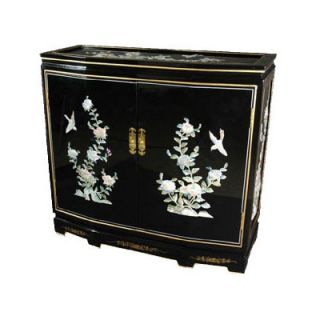Oriental Furniture Asian Floral Design Slant Front Cabinet