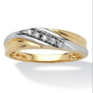 Men's 1/10 TCW Round Diamond 10k Yellow Gold Diagonal Wedding Band Ring   Size 11