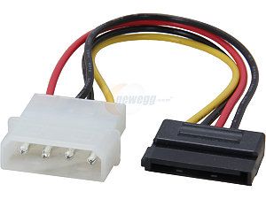 Coboc SC MOL 6 SATA F M 6" Molex 4 pin LP4 Male to SATA 15 pin Power Adapter Converter Cable