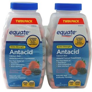Equate Extra Strength Antacid Chewable Tablets, 750mg, 200 count