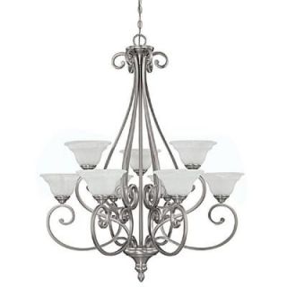 Filament Design 9 Light Matte Nickel Chandelier with Faux White Alabaster Glass Shade CLI CPT203395363
