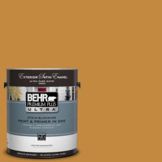 BEHR Premium Plus Ultra 1 Gal. #UL150 1 Golden Leaf Satin Enamel Exterior Paint 985301