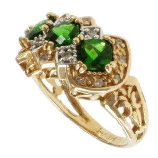 Michael Valitutti 14k Yellow Gold Imperial Diopside and Diamond Ring