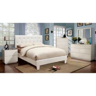 Furniture of America Mircella 4 piece White Leatherette Bedroom Set Eastern King   White