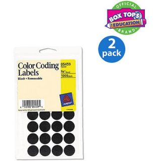 Avery Removable Self Adhesive Color Coding Labels, 3/4&quot; Diameter, Black, Pack of 1008 Labels, 2 Packs