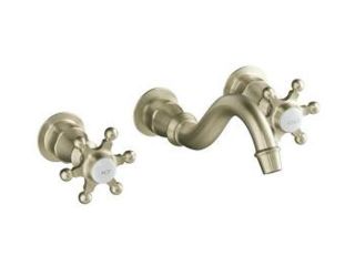 KOHLER K T154 3 BV Euro Modern Antique wall mount lavatory faucet trim with six prong handles, valve not included Brushed Bronze