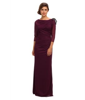 adrianna papell draped shoulder gown cassis