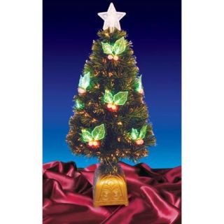 3' Pre Lit LED Color Changing Fiber Optic Christmas Tree with Holly Berries