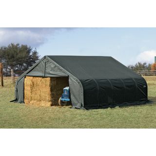 ShelterLogic Peak Style Double Wide Garage/Storage Shelter — Green, 20ft.L x 22ft.W x 10ft.H, 2 3/8in. Frame, Model# 78441