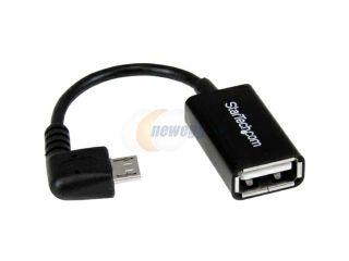 StarTech 5in Right Angle Micro USB to USB OTG Host Adapter M/F