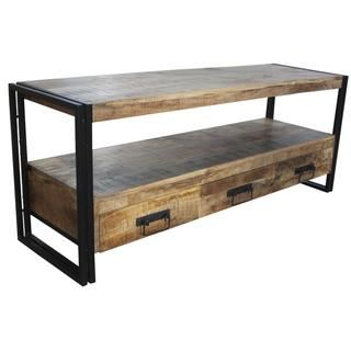 Timbergirl Hand crafted Industrial Reclaimed Wood and Iron 3 drawer TV