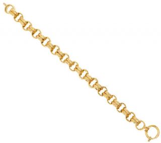 14K Gold 7 1/4 Textured Double Rolo Link Bracelet, 14.3g —