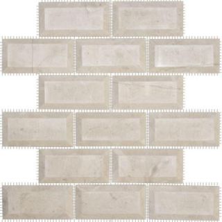 Jeffrey Court Creama 2 x 4 Beveled 12 in. x 12 in. x 10 mm Marble Mosaic Wall Tile 99654