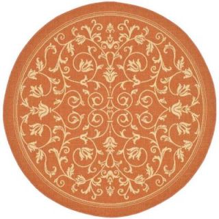 Safavieh Courtyard Terracotta/Natural 5 ft. 3 in. x 5 ft. 3 in. Round Indoor/Outdoor Area Rug CY2098 3202 5R