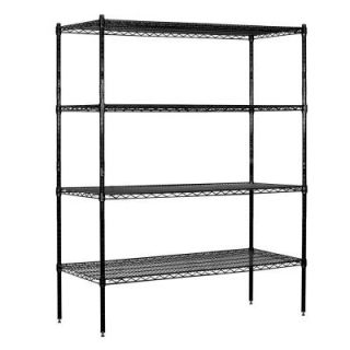 Salsbury Industries 9600S Series 60 in. W x 74 in. H x 18 in. D Industrial Grade Welded Wire Stationary Wire Shelving in Black 9658S BLK