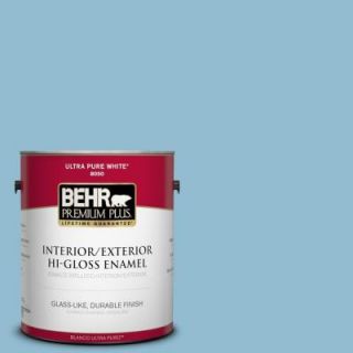 BEHR Premium Plus 1 gal. #S490 3 Reef Blue Hi Gloss Enamel Interior/Exterior Paint 805001