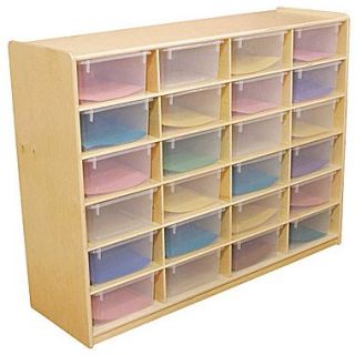 Wood Designs 24   5 Letter Tray Storage Unit With 24 Translucent Trays, Birch