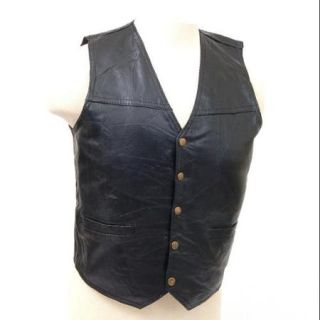 Genuine Leather Vest Motorcycle or Dress Inside Chest Pocket 2 Outside Pockets Black Small