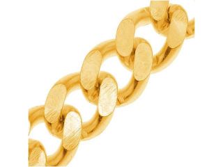Bright Gold Toned Brass 10.3mm Heavy Flattened Curb Chain   By The Ft