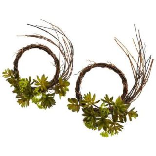 Nearly Natural 9 in. Mixed Succulent Wreaths (Set of 2) 4957 S2