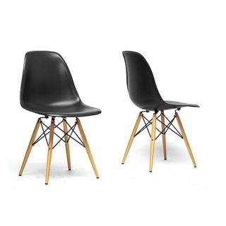 Baxton Studio Azzo Black Plastic Mid century Modern Shell Chairs (Set