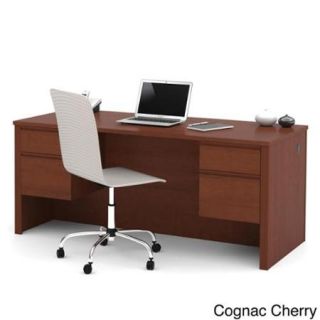 Durable Bestar Prestige Plus Four Drawer Laminate Executive Desk Cognac Cherry (76)