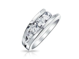 Bling Jewelry Sterling Silver Love Journey CZ Wedding Band Ring
