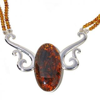 Jay King Amber Sterling Silver Oval 19 3/4" Drop Necklace   7817361