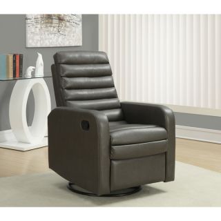 Bonded Leather Grey Swivel Glider Recliner