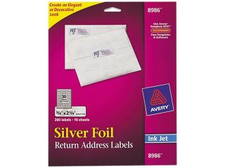Avery 8986 Foil Mailing Labels, 3/4 x 2 1/4, Silver, 300/Pack
