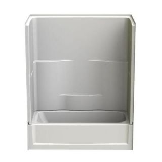Aquatic 60 in. x 30 in. x 72 in. 2 Piece Right Hand Drain Direct to Stud Tub/Shower Wall in White 2603302PPCR WH