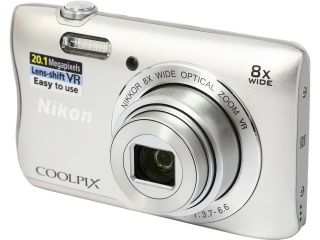 Nikon COOLPIX S3700 Silver 20.1 MP 8X Optical Zoom 25mm Wide Angle Digital Camera