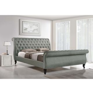 Baxton Studio Jazmin Tufted Light Beige Modern Bed with Upholstered